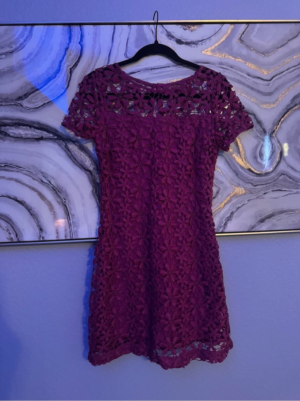 HOLLISTER size 5 Crochet Floral  Lace Short Sleeve Dress